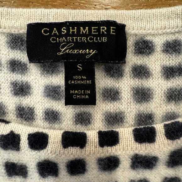 Charter Club Black and White Cashmere Sweater - Picture 2 of 5